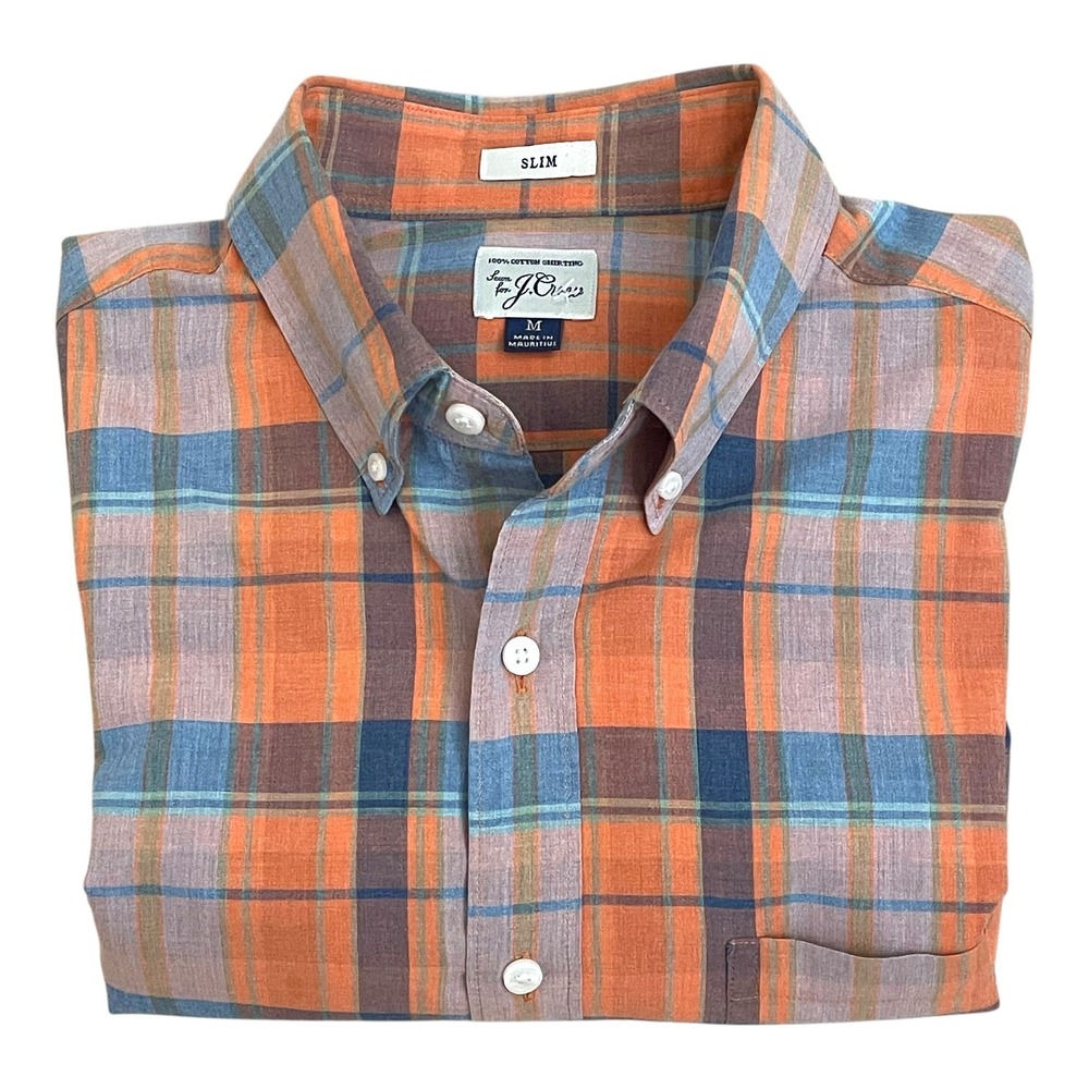 J.Crew Men's Plaid Button Down Shirt L/S MED Slim Fit Stunning Fall Colors!